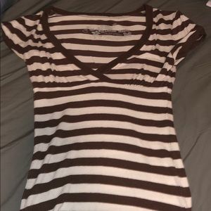 Brown and white striped T-shirt